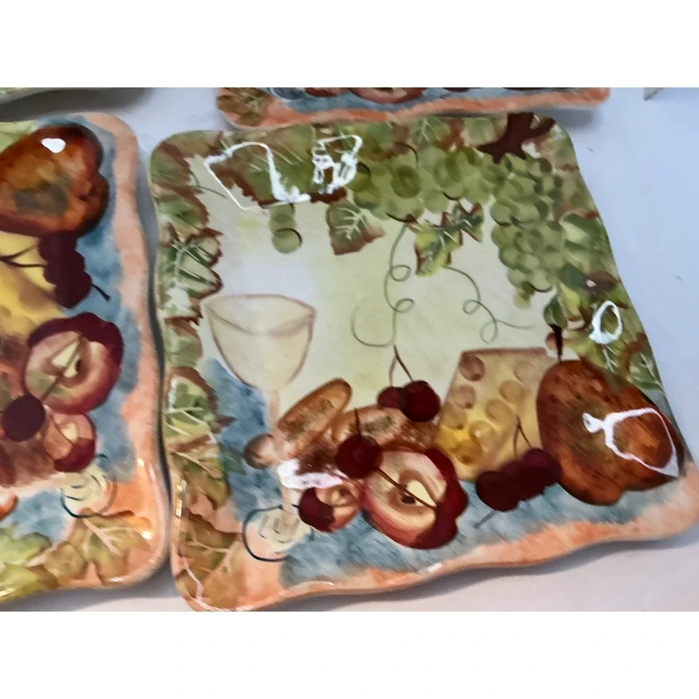 Nantucket Home Salad Plates Set of 4 Fruit Wine Cheese 8 inch InSquare Tusca
